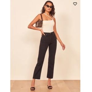 Reformation Cynthia High Rise 5 Pocket Straight Black Jeans Size 27